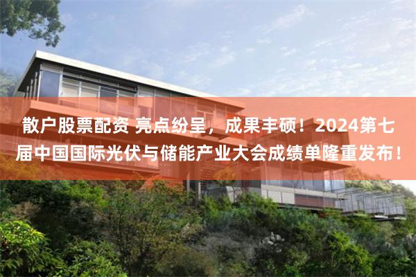 散户股票配资 亮点纷呈，成果丰硕！2024第七届中国国际光伏与储能产业大会成绩单隆重发布！