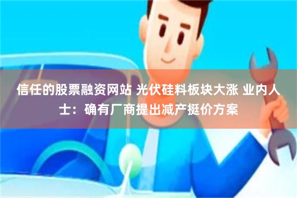 信任的股票融资网站 光伏硅料板块大涨 业内人士：确有厂商提出减产挺价方案