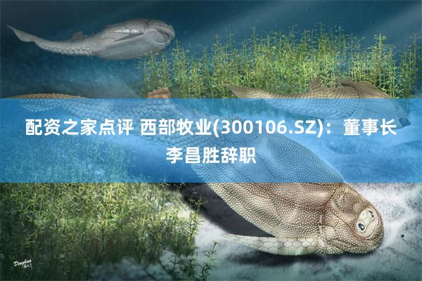 配资之家点评 西部牧业(300106.SZ)：董事长李昌胜辞职