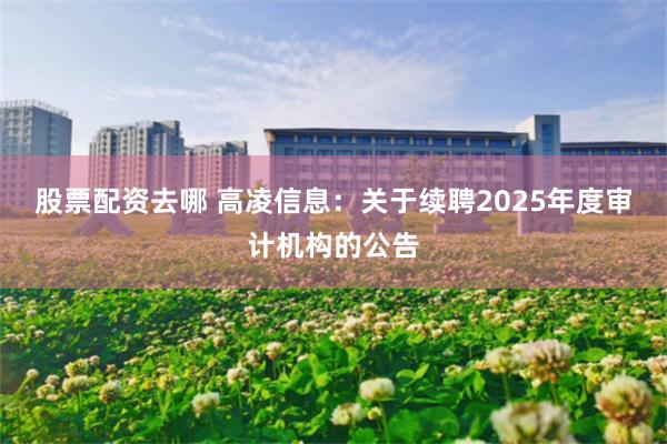 股票配资去哪 高凌信息：关于续聘2025年度审计机构的公告