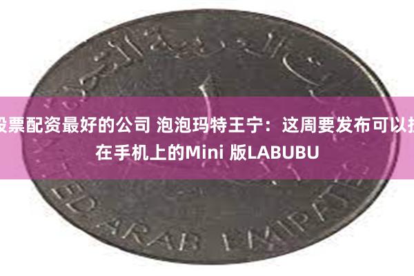 股票配资最好的公司 泡泡玛特王宁：这周要发布可以挂在手机上的Mini 版LABUBU